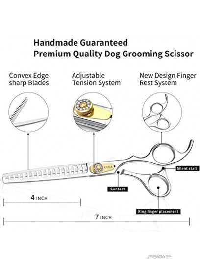 Klngstar Professional Razor Edge Series 7.0 8.0 Japan 440C Silver Personality Design Pet Grooming Cutting Scissors Dog Big Chunker Shears