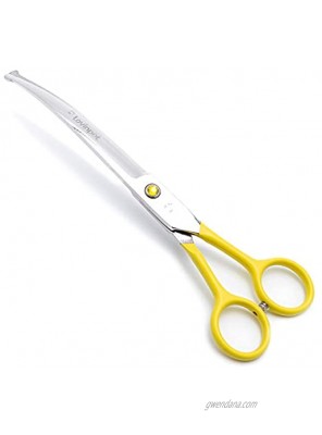 LovinPet Pet 7 Curved Scissor Right Left-Handed Pet Round-Tip Grooming Stainless Steel Safety Trimming Shears for Dogs and Cats Easy use Curved Scissor