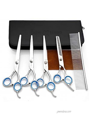 Professional Dog Grooming Scissors Set,Straight Thinning ,Curved Scissors ,4pcs Set for Dog Grooming silver