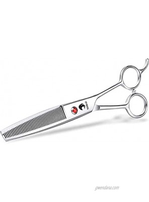 TIJERAS 6.5”Handed Professional Japanese 440C Pet Dog Cat Grooming Scissors 46-Teeth Thinning Blending Shears with Bag for Pet Groomer or Home Use