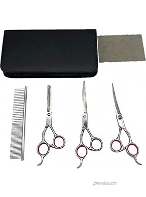 YL TRD Dog Grooming Scissors Kit Hair Cutting Set Pet trimmer kit Dog Shears for Grooming Thinning Shears Curved Scissors Grooming Comb for Dogs Rabbits Cats Grooming Tools