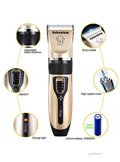 Eebeotow Dog Grooming Clippers Cordless Rechargable Hair Clippers Set for Dogs Professional Dog Grooming Clippers,Low Noice Dog Nail Clippers for Small Dog