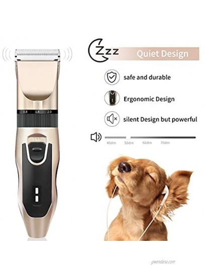 Eguled Dog Grooming Clippers Kit Electric Low Noise Quiet Rechargeable Trimmer Cordless Hair Shaver blader Shears Set Professional Tool Scissors Combs for Pet Cat