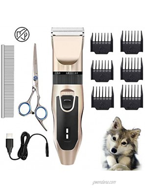 Eguled Dog Grooming Clippers Kit Electric Low Noise Quiet Rechargeable Trimmer Cordless Hair Shaver blader Shears Set Professional Tool Scissors Combs for Pet Cat