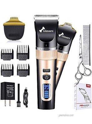 Gimars 2 in 1 Dog Shaver Clippers Low Noise 3-Speed High Power Quiet Rechargeable Dog Grooming Hair Clippers Kit with USB Cordless Electric for Dog Cat Pet