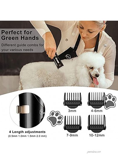 Hatteker Dog Clippers Professional Pet Grooming Kit Low Noise Cordless Waterproof Cat Hair Trimmer with Comb Guides Scissors