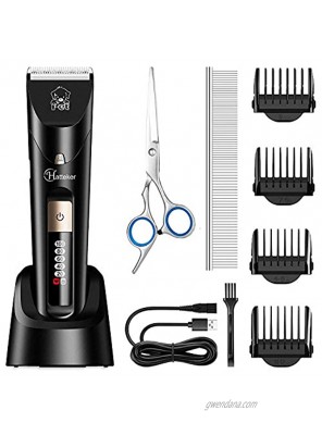 Hatteker Dog Clippers Professional Pet Grooming Kit Low Noise Cordless Waterproof Cat Hair Trimmer with Comb Guides Scissors