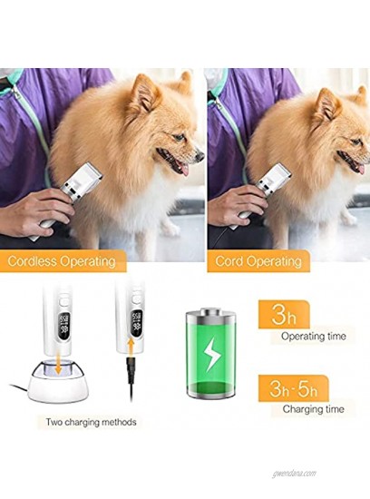 MOSONTH Dog Clippers 4-Speed Low Noise Wireless Rechargeable Stand Electric Pet Hair Grooming Kit for Small & Large Dogs Cats Other Animals