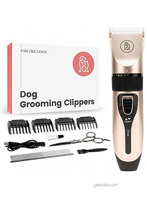 Pawtrender Cordless Dog Hair Clippers Low Noise USB Rechargeable Pet Grooming Kit for Dogs Cats with Thick Coats