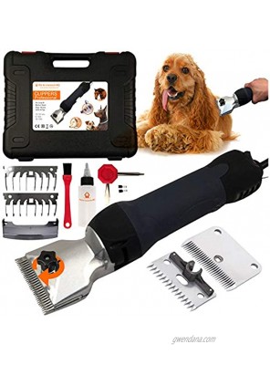 Pet & Livestock HQ | 380W Professional Dog Grooming Clippers Kit XL & Large Dog Haircut Machine Heavy-Duty Electric Hair Trimmer for Dogs with Thick Coats Horses Equine Cattle 2 Blades