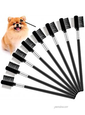 8 Pcs Pet Tear Stain Remover Comb Double-Sided Dog Eye Comb Brush Double Head Grooming Comb Multipurpose Tool for Small Pet Cat Dogs Crust and Mucus Removal Silver & Black