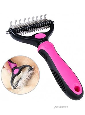 BAROMGA Pet Grooming Brush Double Sides Removing Mats Shedding Undercoat Dematting Tool Rake Comb for Dogs Cats