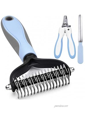 freeworld Undercoat rake for Dogs&Cats Pet Grooming Tool 2 Sided Safe Dematting Comb for Easy Mats & Tangles Removing No More Nasty Shedding and Flying Hair
