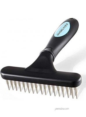 GUGELIVES Dog Comb Stainless Steel Deshedding and Dematting Undercoat Rake for Dogs Cats and Rabbits Double Row of Teeth Reduces Shedding Removes Mattes and Tangles