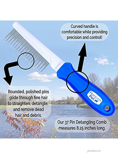 Horicon Pet 2 In 1 Dematting Razor Comb and 37 Pin Detangling Pet Comb Set Removes Knots Matted Fur & Tangles Gently For Dogs & Cats