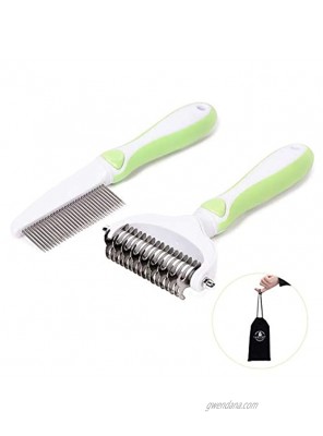 laiannwell Dematting Tool for Dogs,Cat Brush for Shedding and Grooming 2 Sided Undercoat rake Safe and Effective Dematting Comb for Mats&Tangles Removing Suitable with Dogs Cats Animals 2 Packs