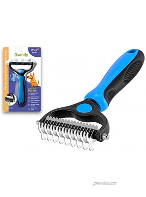 Osandy Pet Grooming Tools 2 Sided Undercoat Rake for Dogs and Cats with Medium and Long Hair Easy for Removing Undercoat Mats Tangles and Shedding