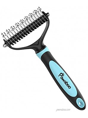 Pawaboo Pet Dematting Comb Pet Grooming Comb with Dual Sided 9+17 Rake for Dogs and Cats Gently Removes Loose Undercoat Mats Tangles and Knots