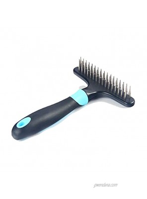 Pet Beauty Hair Brush Comb Blue Double Row Stainless SteelNail Needle Undercoat Rake for Dogs Cats Short Long Curly Wiry Hair Coats