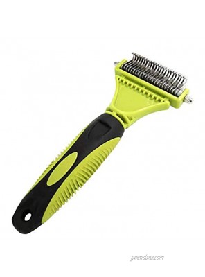 Pet Dematting Comb 2 Sided Stainless Steel Undercoat Rake Pet Grooming Tool for Dogs & Cats Safely and Easily Removing Tangles Mats Knotted