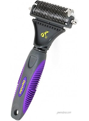 Pet Dematting Tool By Hertzko for Dogs and Cats Removes Loose Undercoat Mats and Tangled Hair- Great Grooming Comb Tool for Brushing Dematting and Deshedding.