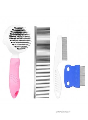 Pet Grooming Combs for Dogs Cat Puppies,Tear Stain Remover Comb Set Stainless Steel Comb Pets Flea Comb Dog Grooming Comb Tool for Dog Pets Cat 4 Pieces