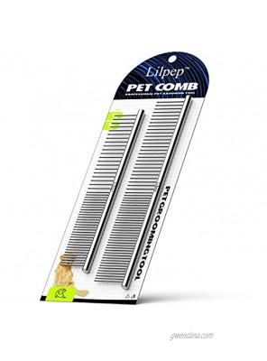 Pet steel comb grooming comb double-sided stainless steel dog comb available in 2 different sizes Lilpep is used for cleaning and massage grooming removing tangles suitable for pet cats and dogs