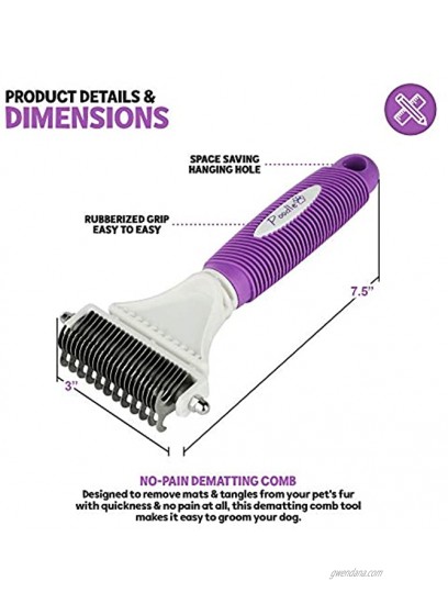Poodle Pet Dematting Comb for Dogs – Handheld Undercoat Dematter Rake Grooming Tool for Long or Short Hair