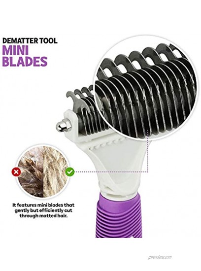 Poodle Pet Dematting Comb for Dogs – Handheld Undercoat Dematter Rake Grooming Tool for Long or Short Hair