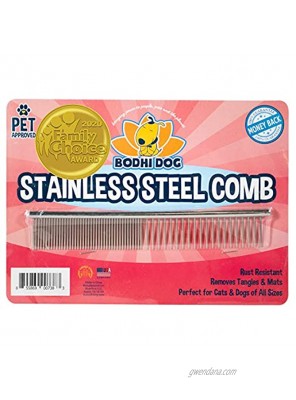 Premium Stainless Steel Metal Comb for Dogs and Cats | Detangler Grooming Brush for Pets with Short and Long Hair | Removes Knots Tangles Matted Fur and Knotted Hair