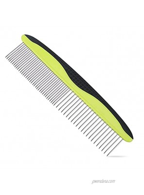 Soslina Dog Comb Cat Comb for Removes Tangles and Knots with Wide&Narrow Stainless Steel Teeth with Anti-Slip Comfort Grip Handle Professional Dog Grooming supplies Grooming Combs Long and Short Haired Dogs