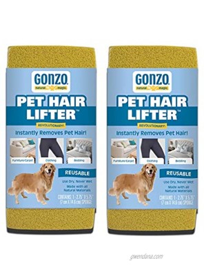 Gonzo Pet Hair Remover 2 Pack Lift and Remove Dog Cat and Other Pet Hair from Furniture Carpet Bedding and Clothing