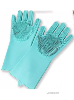 HIYABOPO Reusable Cleaning Dish Washing Gloves cat Dog pet Grooming Gloves Bath Kitchen Home Gadgets Silicone Brush Scrubber Large Hands on Gloves