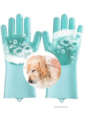 laamei Pet Grooming Gloves for Cat & Dog Dog Bathing Shampoo Gloves with Long Bristles Heat Resistant Silicone Pet Hair Removal Gloves for Bathing and Massaging