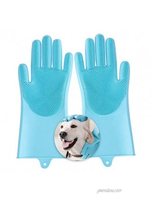 Pet Grooming Gloves Dog Bathing Shampoo Gloves with High Density Teeth Reusable Cleaning Gloves for Cats & Dogs Heat Resistant Silicone Scrubber Gloves for Kitchen Clean Bathroom Car Washing