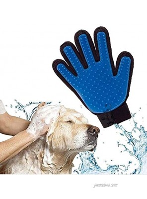 QualityWhiz Pets Grooming Glove Deshedding Brush Excellent Pet Grooming Kit Gentle Massage Pack of 2 Gloves Blue 1 Pair New Version