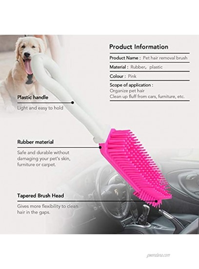 XUDIR Multipurpose Rubber Pet Hair Removal Brush Dog & Cat Hair Remover Brush for Furniture Car Interior and Carpet，with Free Storage BagPink