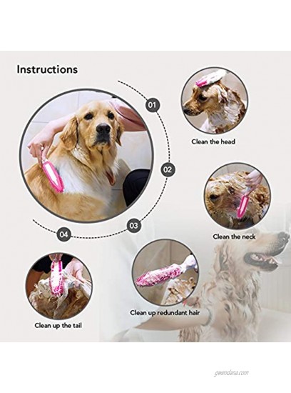 XUDIR Multipurpose Rubber Pet Hair Removal Brush Dog & Cat Hair Remover Brush for Furniture Car Interior and Carpet，with Free Storage BagPink