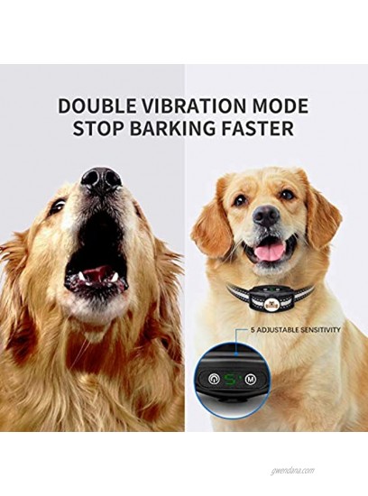 Bark Collar Anti Barking Collar Device No Shock Bark Collar for Small Medium Large Dogs Bark Control w 2 No Harm Vibration & Beep Modes Training Collar Automatic,Adjustable Rechargeable Waterproof