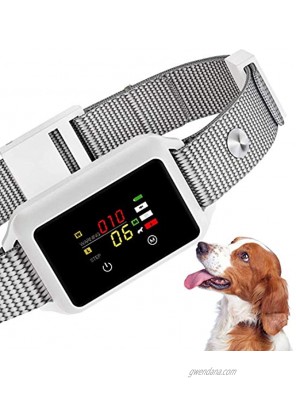 Bark Collar Intelligent Dog Bark Collar for Small Medium Large Dogs Rechargeable Anti Bark Collar with Touch Screen Effective Sound Vibration Automatic Shock Modes Humane Training Device White