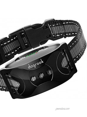 DogRook Rechargeable Dog Bark Collar Humane No Shock Barking Collar w 2 Vibration & Beep S M L Dogs Breeds Training No Remote 11-110 lbs