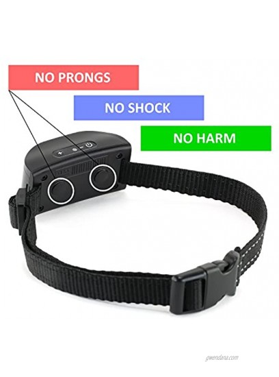 Exuby 2-Pack Friendliest Bark Collar for Small Dogs No Prongs No Shock & No Harm Only Sound & Vibration Stay in Control with 7 Levels of Intensity Rechargeable Most Humane No Bark Collar