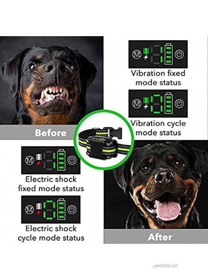 FITCO Rechargeable Dog Bark Collar Humane Optional No Shock Shock Collar for Small Medium Large Breeds Dogs Anti Bark Dog Training Collar with 6 Adjustable Intensity IPX6 Waterproof