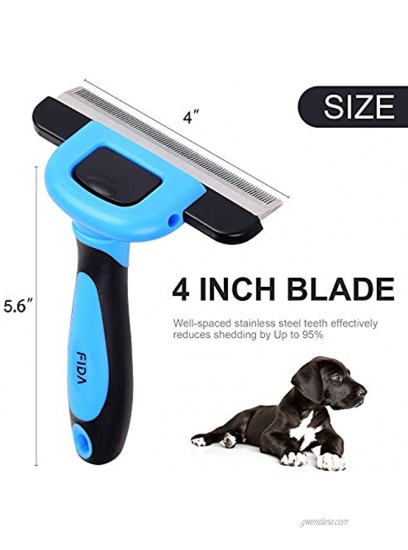 Fida Pet Grooming Brush Professional Deshedding Tool for Small to Large Dogs or Cats Effectively Reduce Shedding Up to 95% for Short Pet Hair