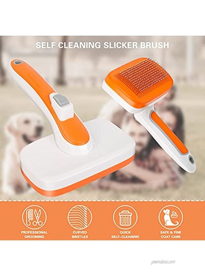 SERAHIM Dog & Cat Brush,Self Cleaning Slicker Brush,Pet Grooming Comb with Massages Particle,for Removes Undercoat Shedding Mats and Tangled Hair Easy to Clean Pet Grooming Tools of Dog Cat