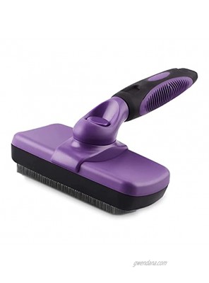 Trovety Self Cleaning Pet Slicker Brush Purple Grooming Tool for Tangled Matted Dog &amp;amp;amp;amp;amp;amp;amp;amp; Cat Fur Promotes Coat Health Blood Circulation One Button Hair Removal For Long or Short Haired A