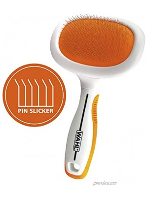 WAHL Premium Large Pet Slicker Brush with Ergronomic Rubber Grips for Comfortable Brushing of Dogs and Cats Model 858407,Orange White