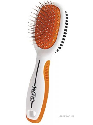 Wahl Premium Pet Double Sided Medium Pin Bristle Brush Ergonomic Brush with Ergonomic Rubber Grips for Comfortable Brushing and Finishing Coats of Dogs and Cats – Model 858413