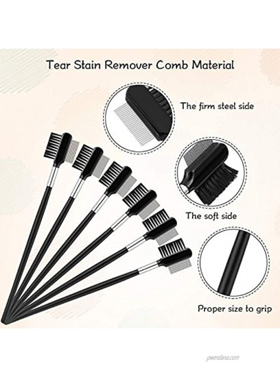 6 Pieces Tear Stain Remover Comb Double-sided Dog Eye Comb Brush Double Head Grooming Comb Multipurpose Tool for Small Pet Cat Dogs Removing Crust and Mucus