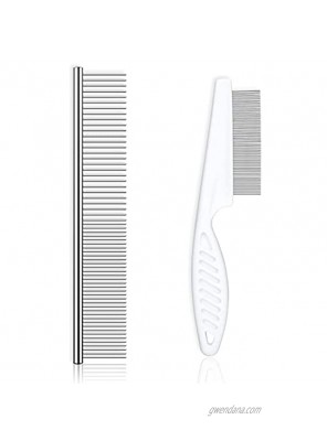 Dog Comb Flea Comb and Cat Comb. Professional Stainless Steel Pet Comb 2-Pack Long and Short Hair Multi-purpose,Cat and Dog Grooming Comb Pet Tick Comb for Removing Tangles and Fluff Efficient.